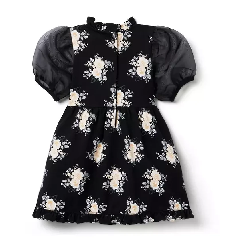 Floral Puff Sleeve Ponte Dress