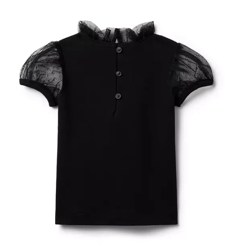 Dot Tulle Sleeve Top