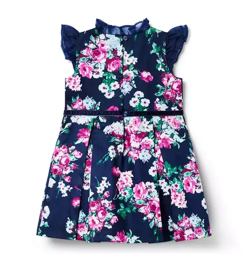 Floral Satin Ruffle Dress