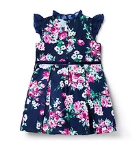 Floral Satin Ruffle Dress