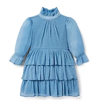 Sparkle Mesh Ruffle Dress