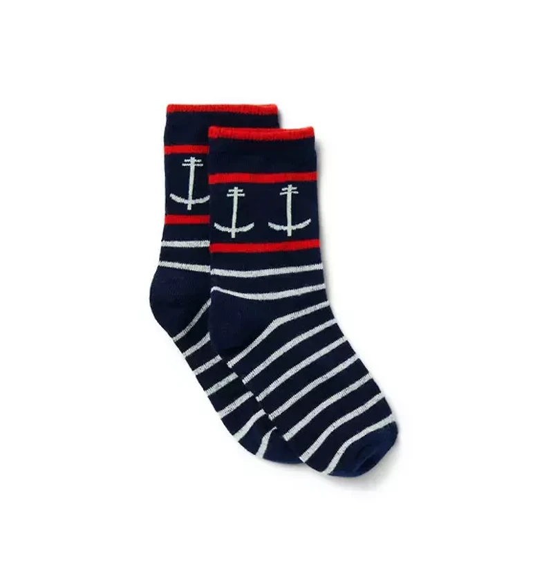Anchor Stripe Sock
