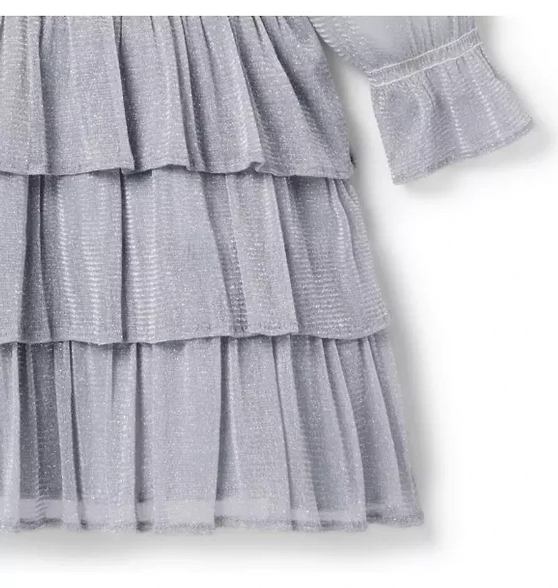 Sparkle Mesh Ruffle Dress