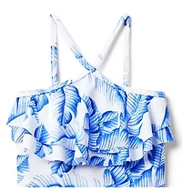 Recycled Palm Ruffle Halter Swimsuit