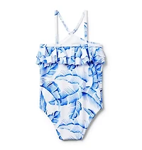 Recycled Palm Ruffle Halter Swimsuit