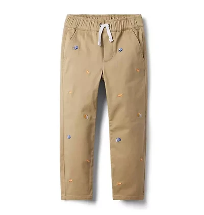Embroidered Football Twill Pant