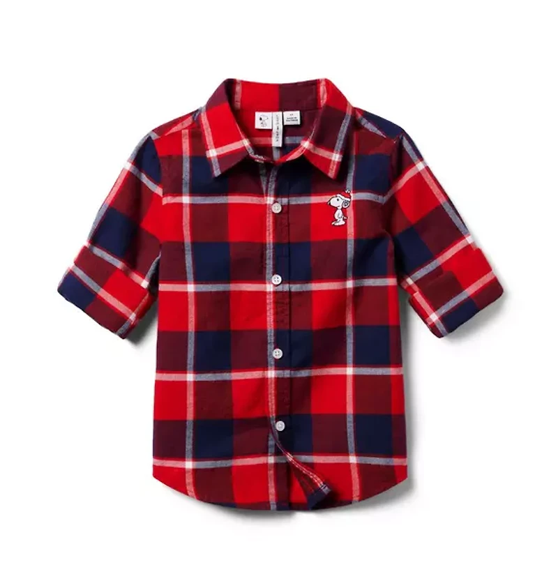 PEANUTS™ Snoopy Santa Plaid Shirt