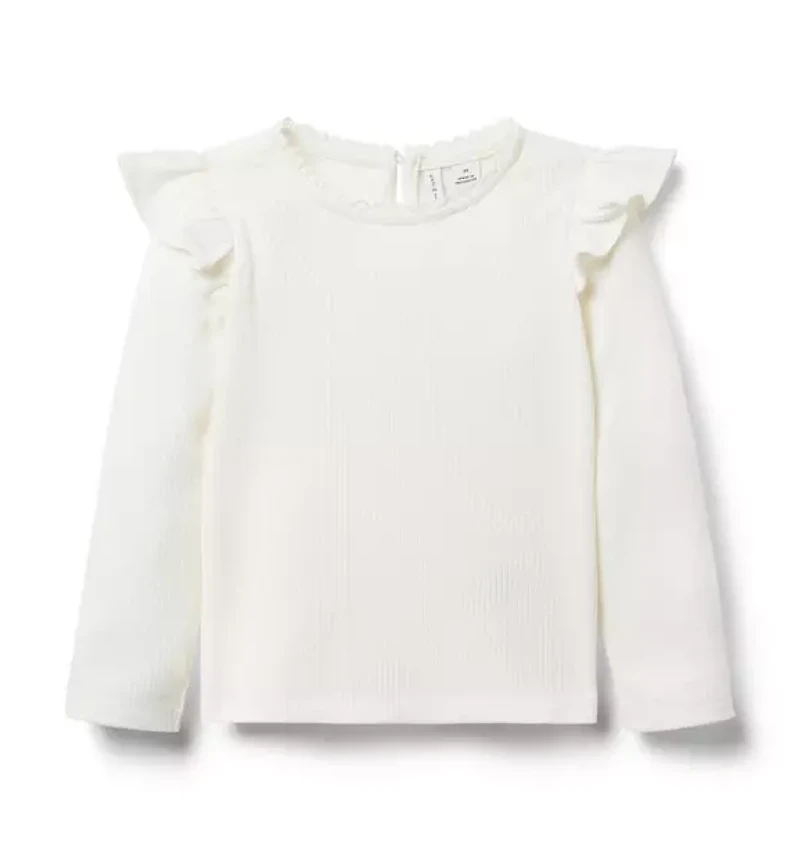 Ribbed Ruffle Shoulder Top