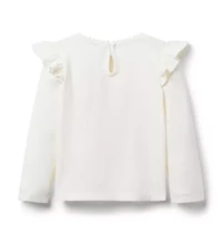 Ribbed Ruffle Shoulder Top