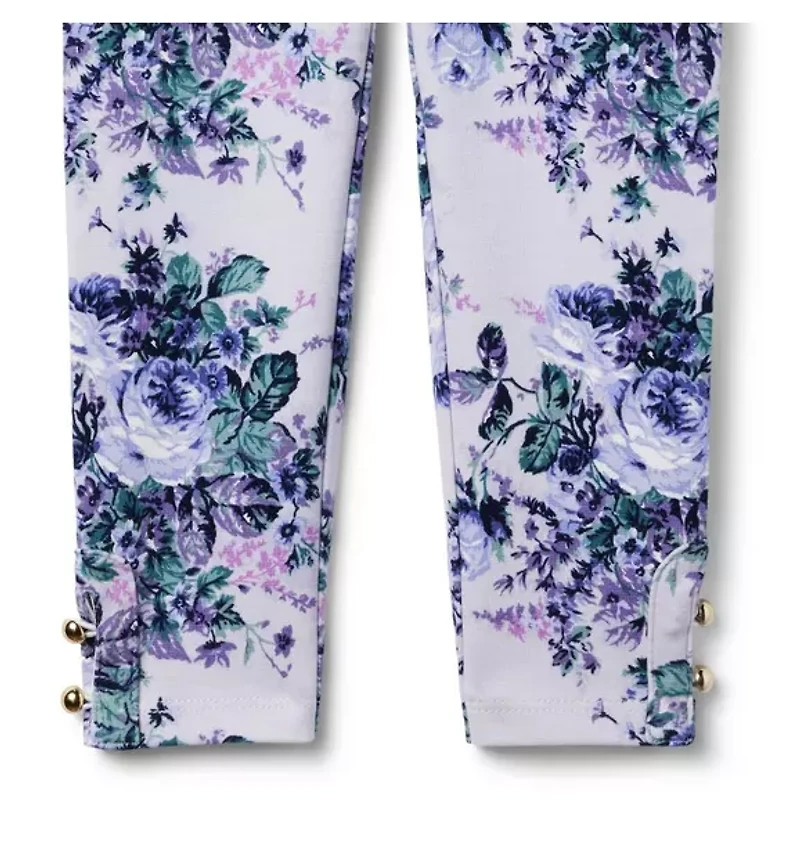 Floral Button Cuff Ponte Pant