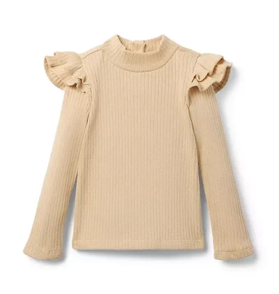 Sparkle Ribbed Ruffle Top