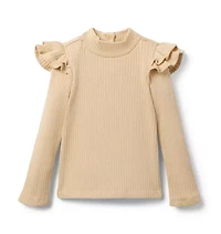 Sparkle Ribbed Ruffle Top