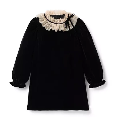 The Velvet Ruffle Collar Dress