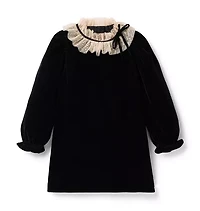 The Velvet Ruffle Collar Dress