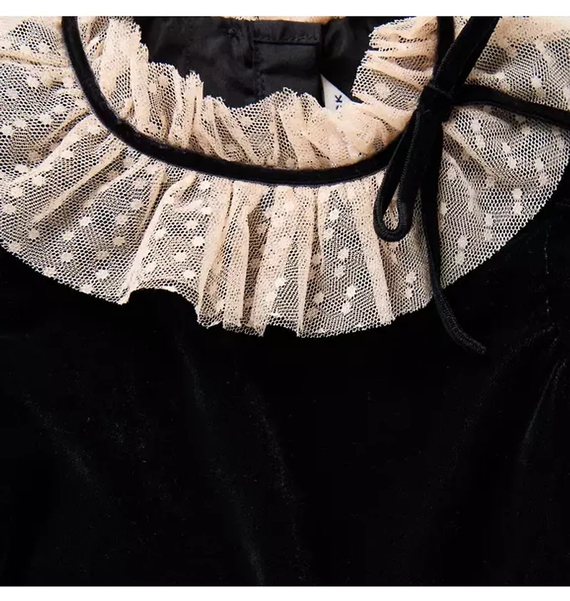 The Velvet Ruffle Collar Dress