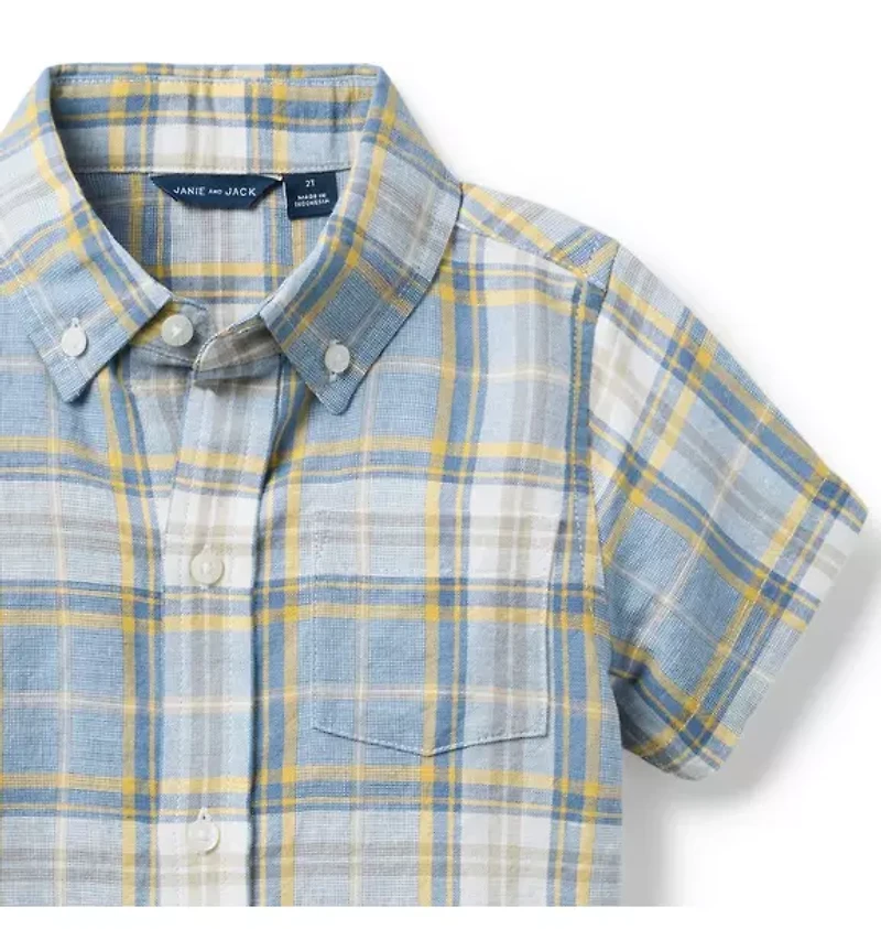 Plaid Linen-Cotton Shirt