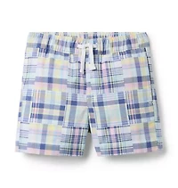 Plaid Patchwork Pull-On Short
