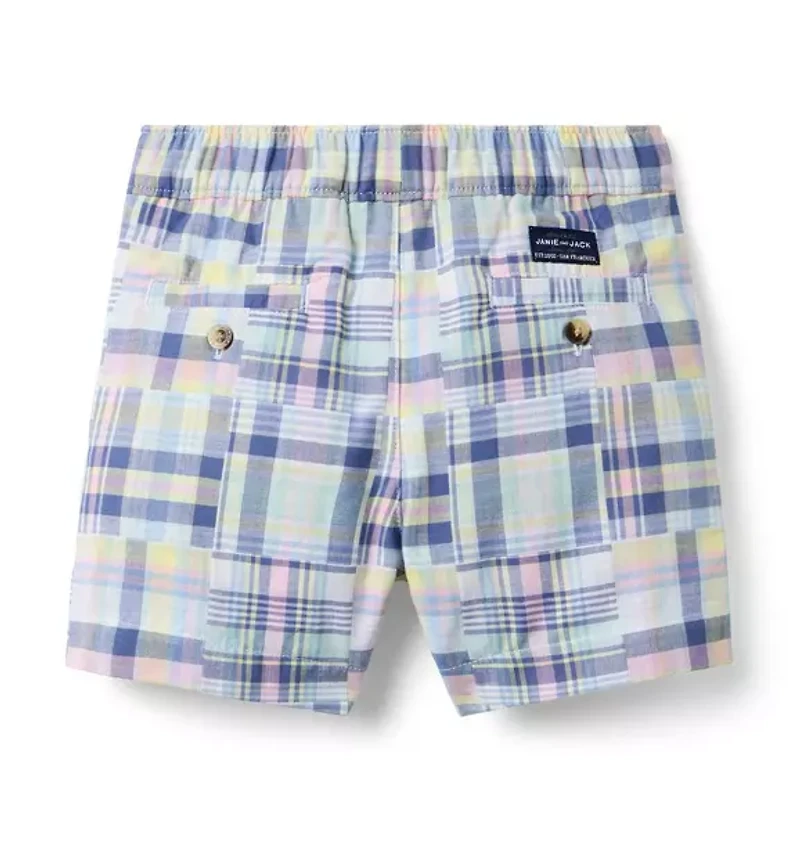 Plaid Patchwork Pull-On Short