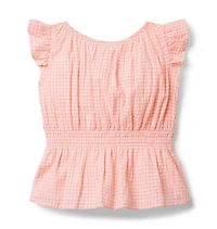 Gingham Peplum Top