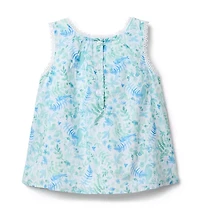 Floral Circle Trim Top