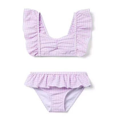 Recycled Gingham Ruffle 2-Piece Swimsuit