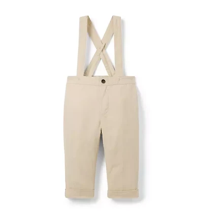 Baby Linen-Cotton Suspender Pant