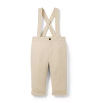 Baby Linen-Cotton Suspender Pant