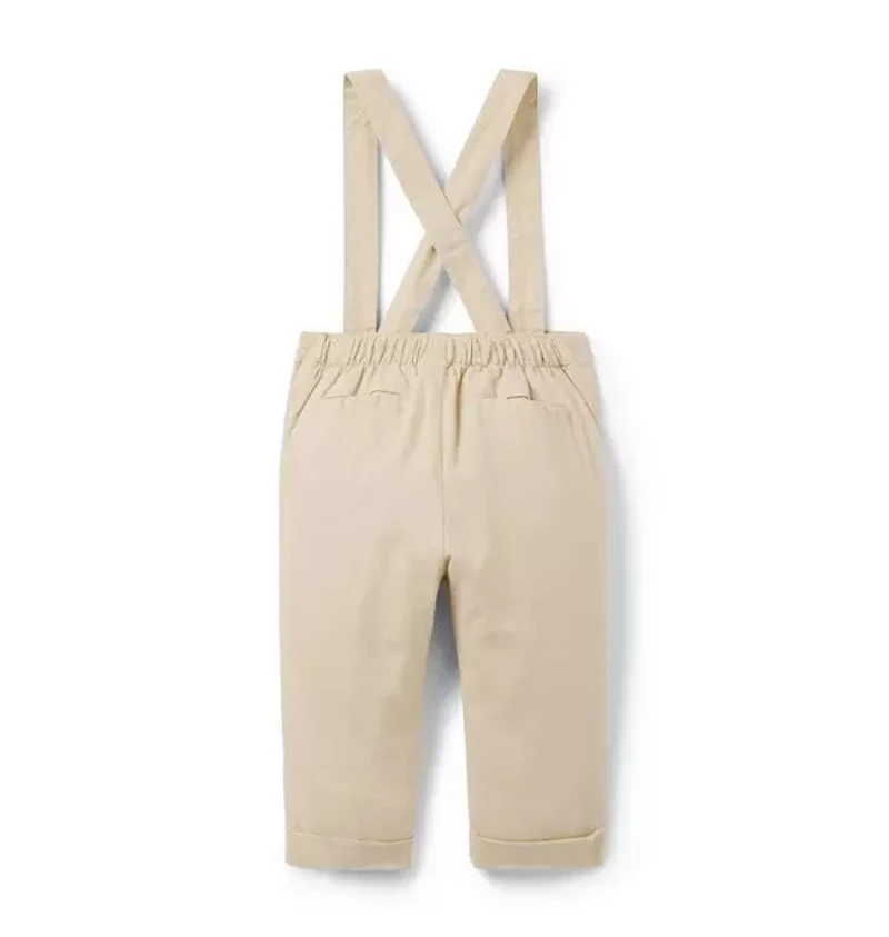 Baby Linen-Cotton Suspender Pant