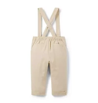Baby Linen-Cotton Suspender Pant