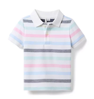 The Classic Striped Pique Polo