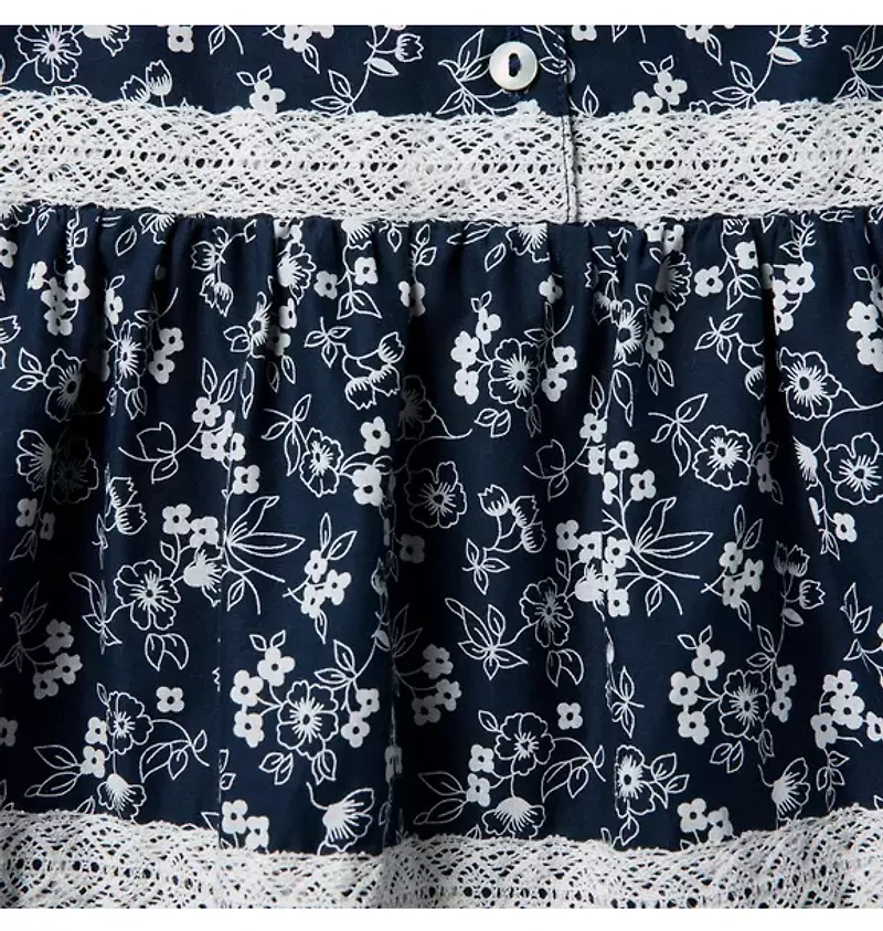Ditsy Floral Lace Trim Dress
