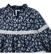 Ditsy Floral Lace Trim Dress