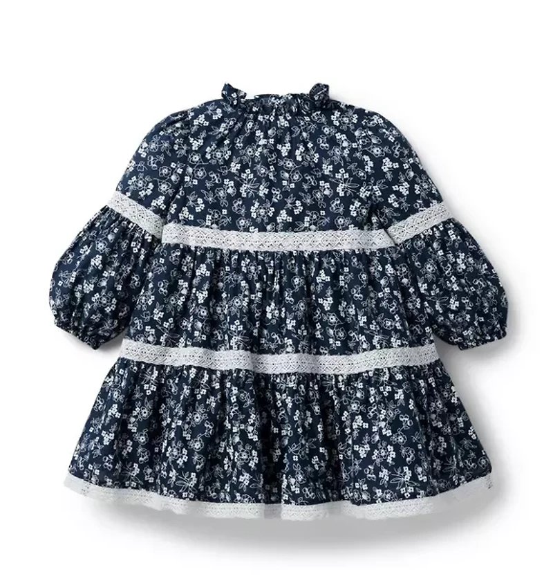 Ditsy Floral Lace Trim Dress