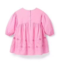 Embroidered Floral Puff Sleeve Dress