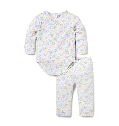 Baby Floral Pointelle Wrap Matching Set