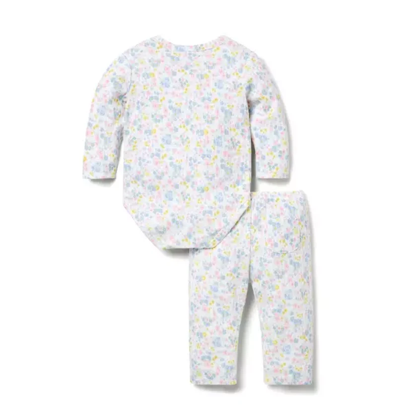 Baby Floral Pointelle Wrap Matching Set