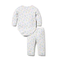 Baby Floral Pointelle Wrap Matching Set