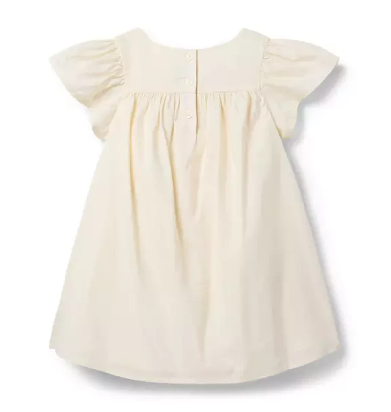 Embroidered Floral Ruffle Sleeve Dress