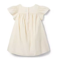 Embroidered Floral Ruffle Sleeve Dress