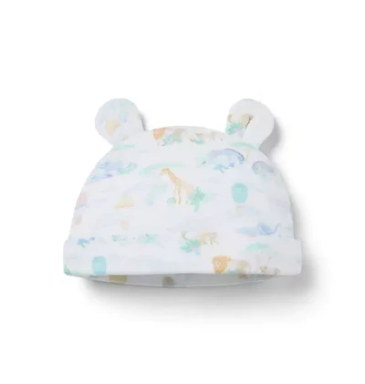 Baby Animal Friends Toile Bear Ear Beanie