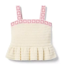 Crochet Floral Trim Peplum Top