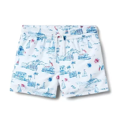 Recycled Americana Toile Swim Trunk