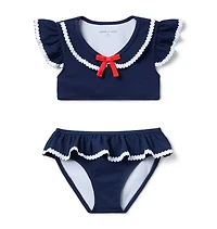 Recycled Textured Ruffle 2-Piece Swimsuit