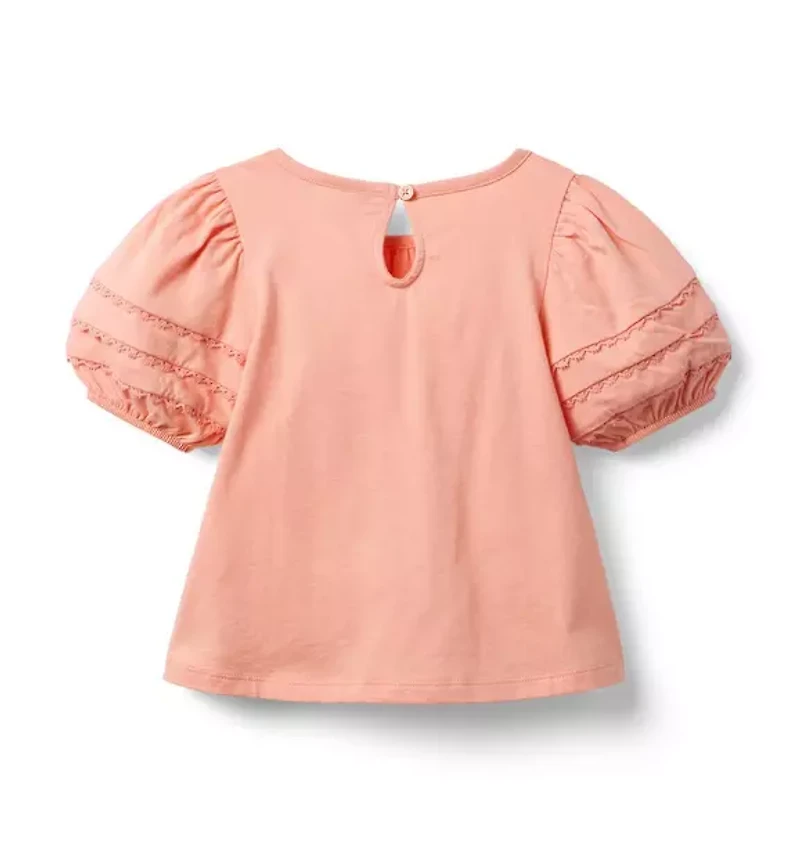 Lace Trim Puff Sleeve Top