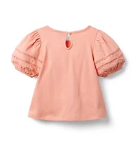 Lace Trim Puff Sleeve Top