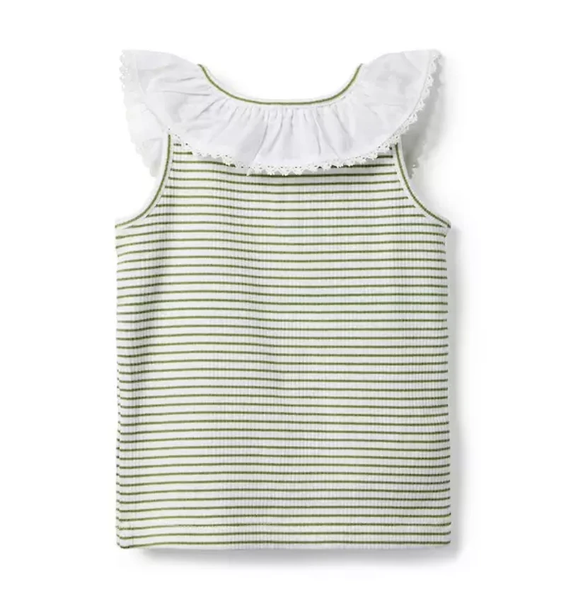 Striped Ribbed Collar Top
