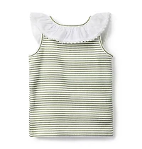 Striped Ribbed Collar Top