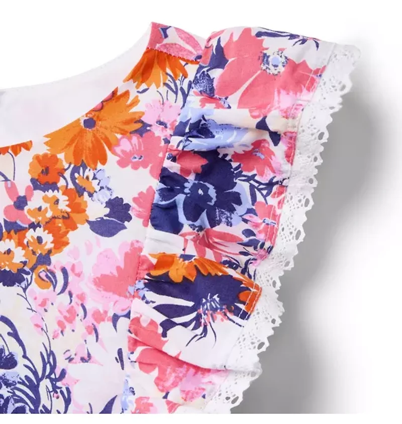 Floral Lace Trim Dress