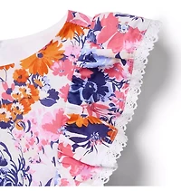 Floral Lace Trim Dress