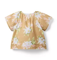 Floral Pintuck Button Top